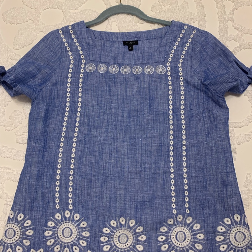 Talbots Blue Embellished Boxy Blouse